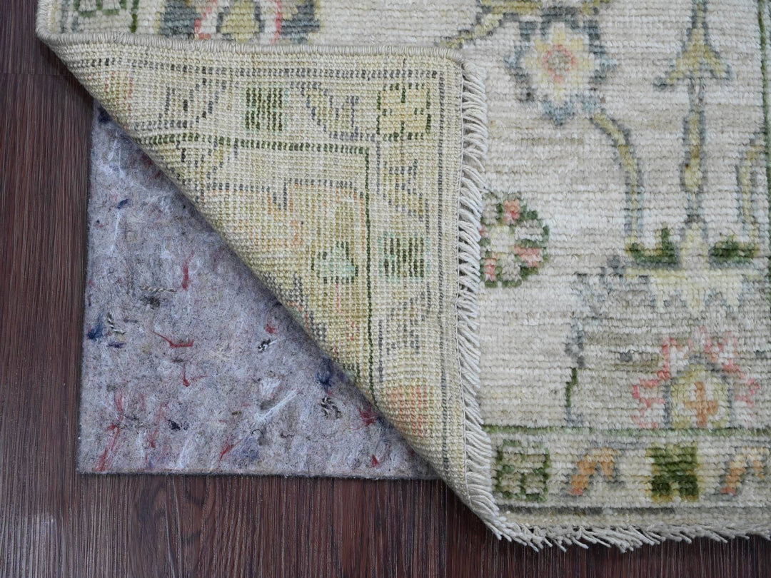 2'0" x 2'11" New Hand Knotted Ivory Wool Rectangle Oriental Rug - MOA10220333