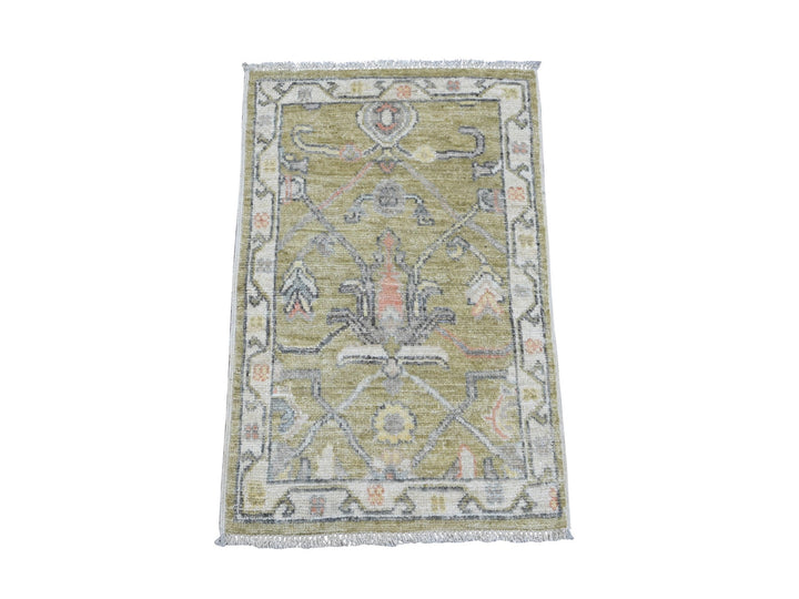 2'0" x 3'0" New Hand Knotted Green Wool Rectangle Oriental Rug - MOA10220334