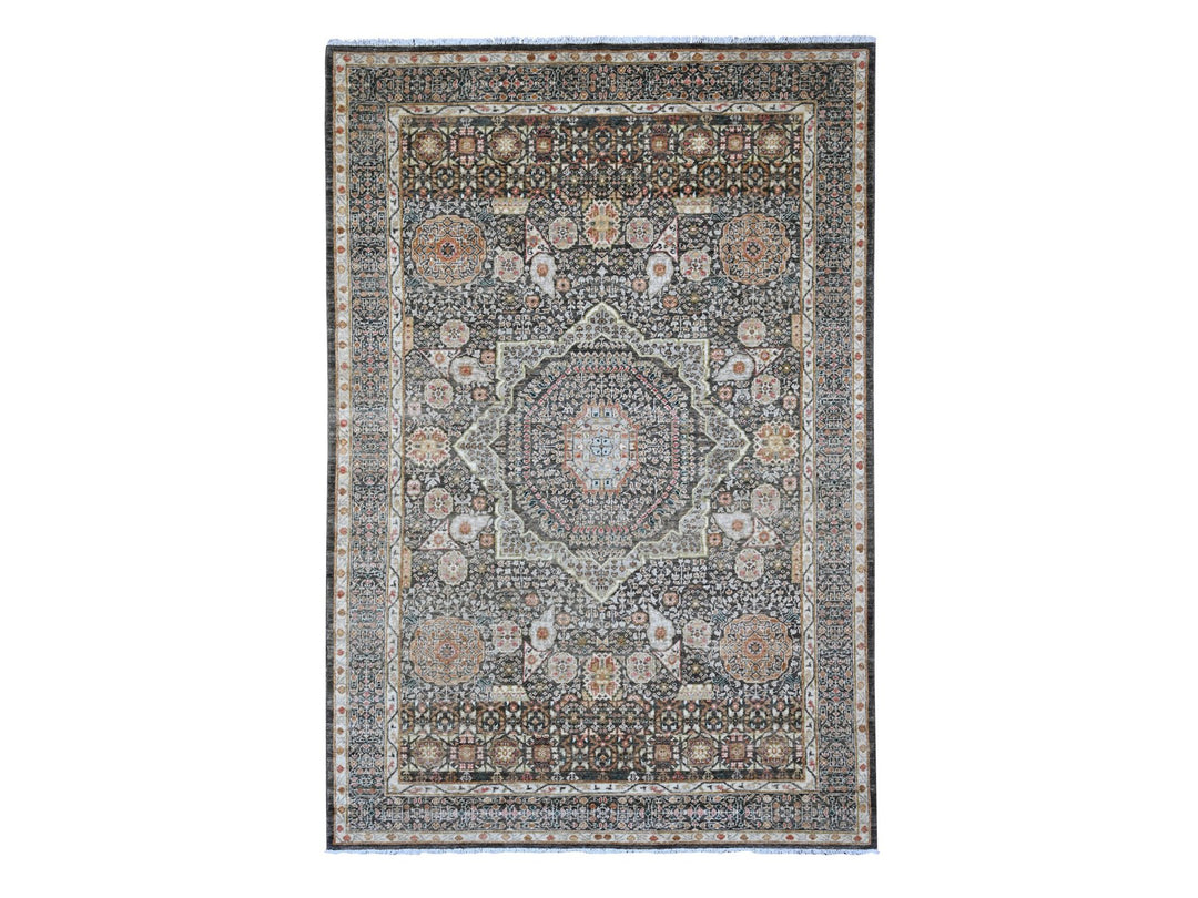 6'1" x 8'11" New Hand Knotted Brown Wool Rectangle Oriental Rug - MOA10220336