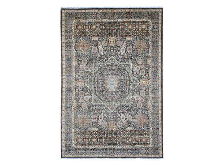 6'1" x 8'11" New Hand Knotted Brown Wool Rectangle Oriental Rug - MOA10220336