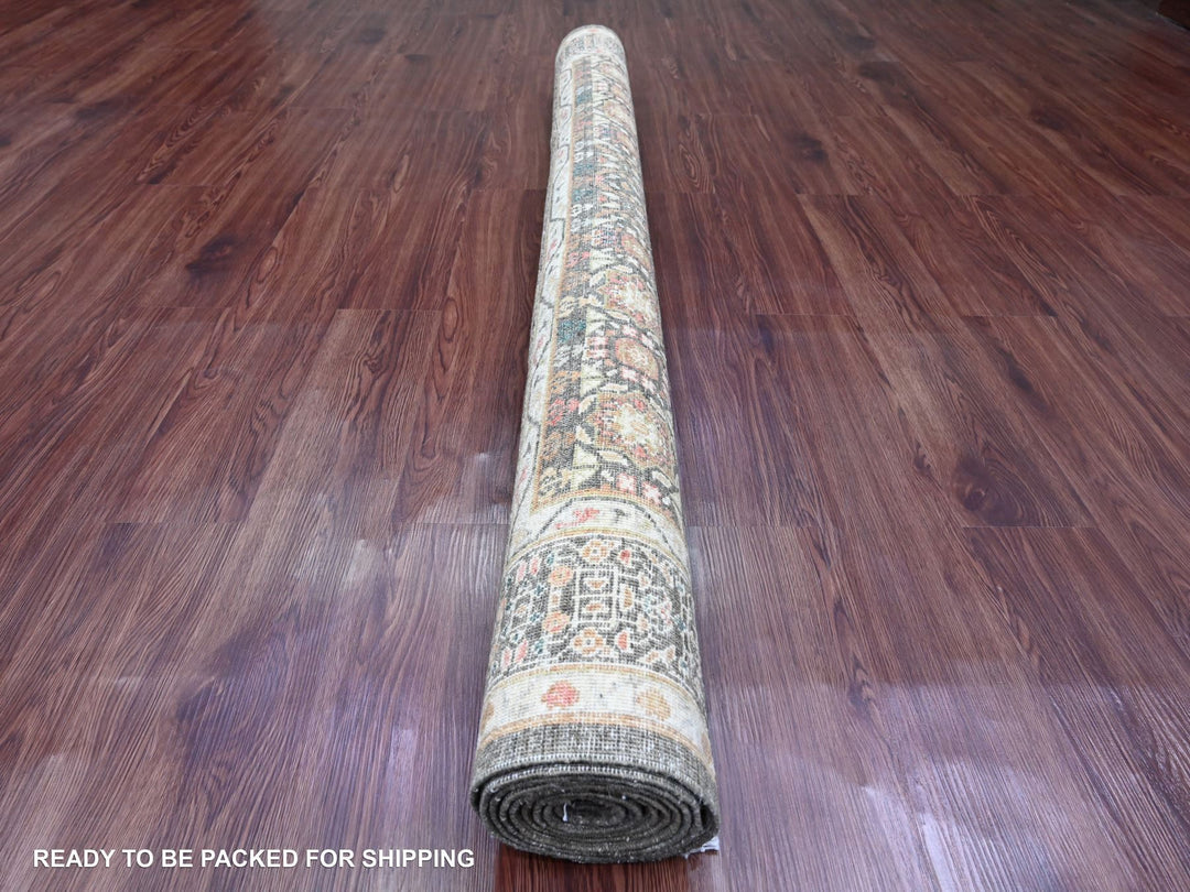 6'1" x 8'11" New Hand Knotted Brown Wool Rectangle Oriental Rug - MOA10220336