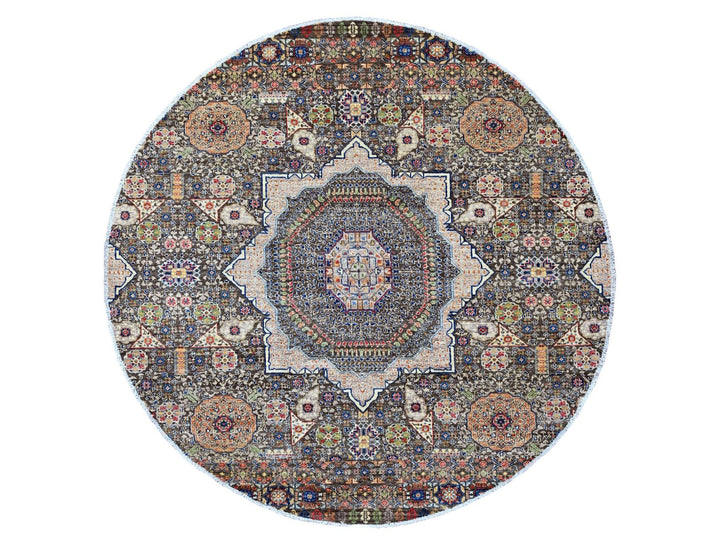 7'8" x 7'8" New Hand Knotted Brown Wool Round Oriental Rug - MOA10220337