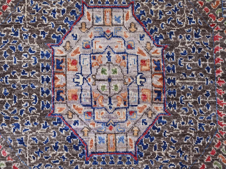 7'8" x 7'8" New Hand Knotted Brown Wool Round Oriental Rug - MOA10220337