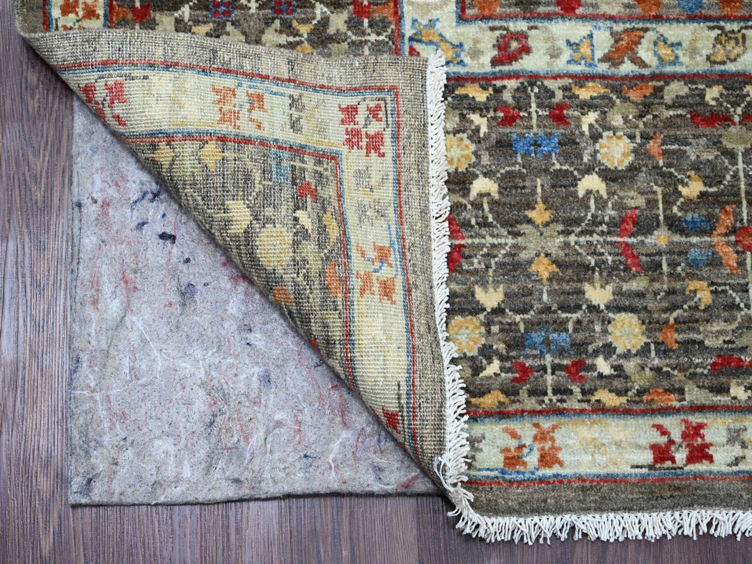 7'11" x 9'8" New Hand Knotted Grey Wool Rectangle Oriental Rug - MOA10220338
