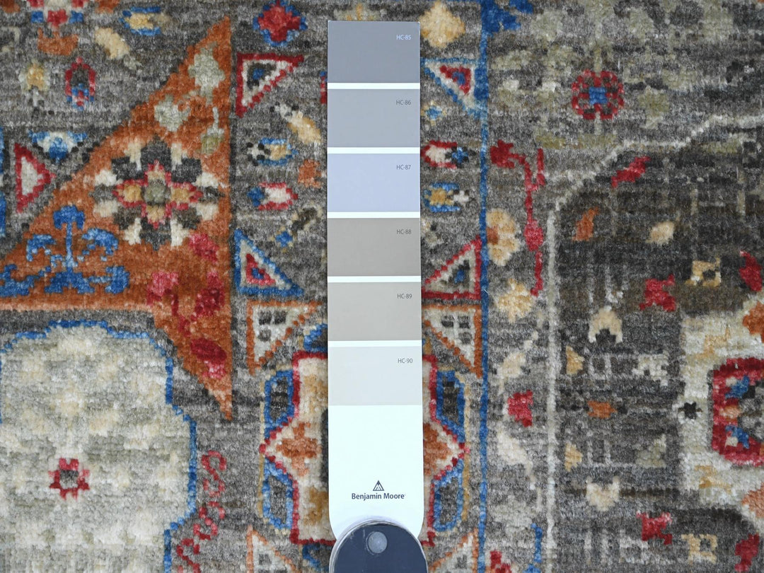 7'11" x 9'8" New Hand Knotted Grey Wool Rectangle Oriental Rug - MOA10220338