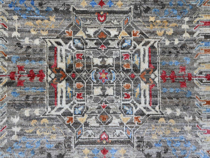 7'11" x 9'8" New Hand Knotted Grey Wool Rectangle Oriental Rug - MOA10220338