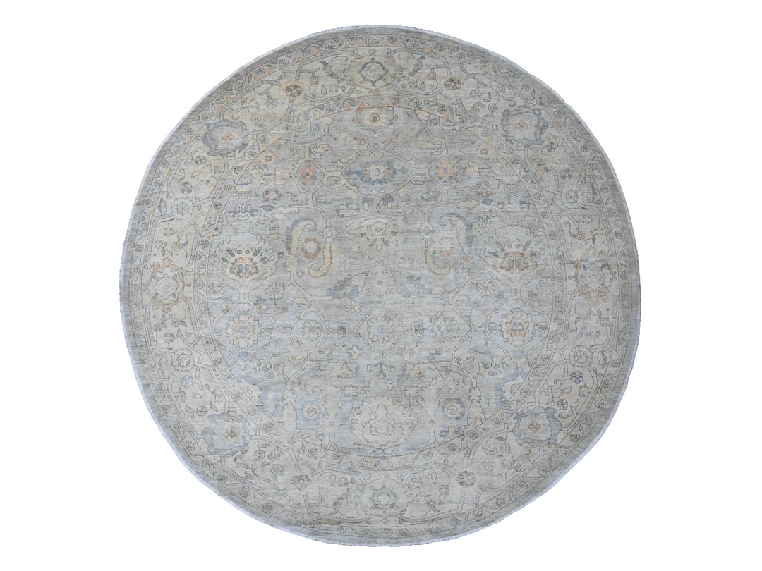 12'0" x 12'2" New Hand Knotted Grey Wool Round Oriental Rug - MOA10220339