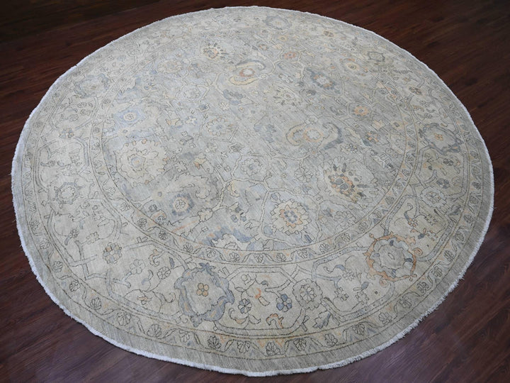12'0" x 12'2" New Hand Knotted Grey Wool Round Oriental Rug - MOA10220339