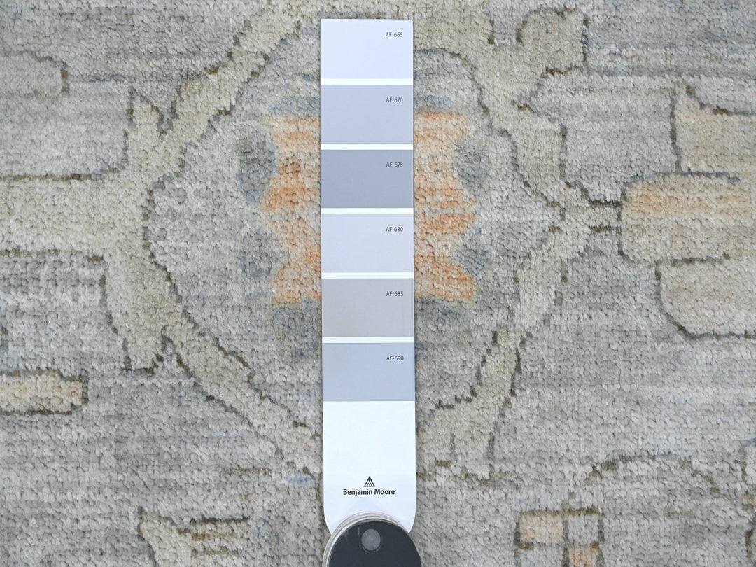 12'0" x 12'2" New Hand Knotted Grey Wool Round Oriental Rug - MOA10220339