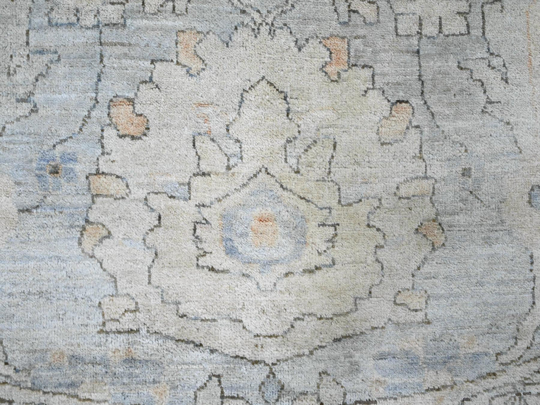 12'0" x 12'2" New Hand Knotted Grey Wool Round Oriental Rug - MOA10220339