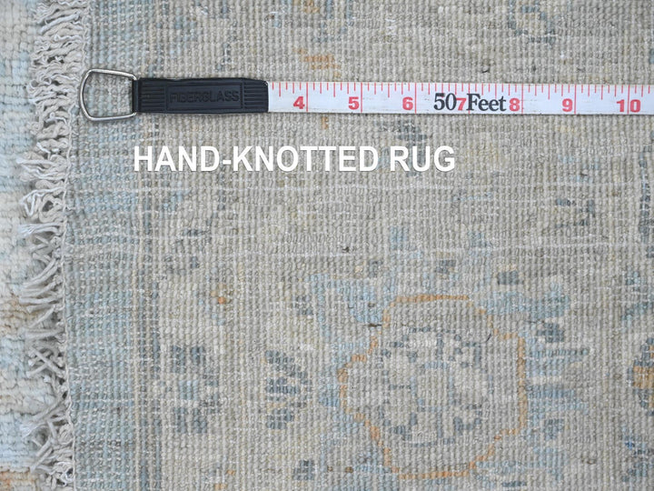 5'11" x 6'3" New Hand Knotted Blue Wool Round Oriental Rug - MOA10220341