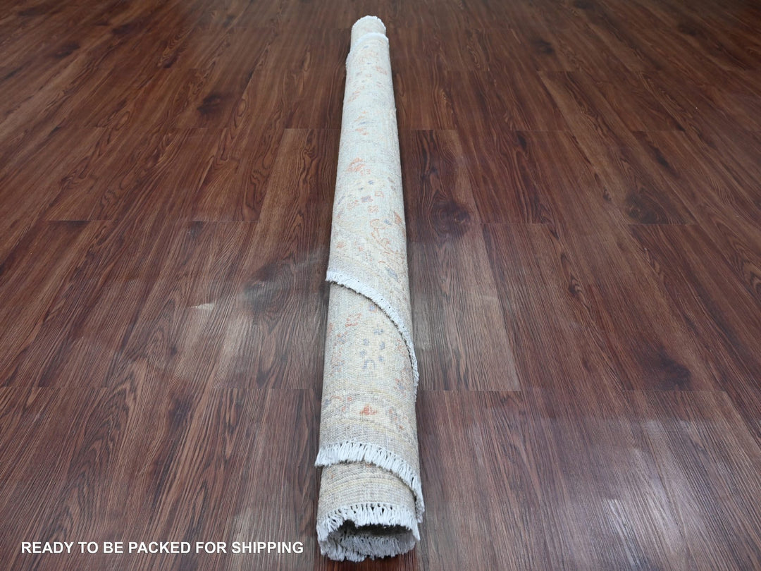 5'10" x 6'0" New Hand Knotted Blue Wool Round Oriental Rug - MOA10220342