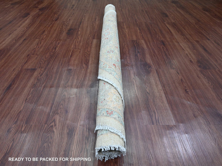 5'10" x 5'11" New Hand Knotted Ivory Wool Round Oriental Rug - MOA10220343