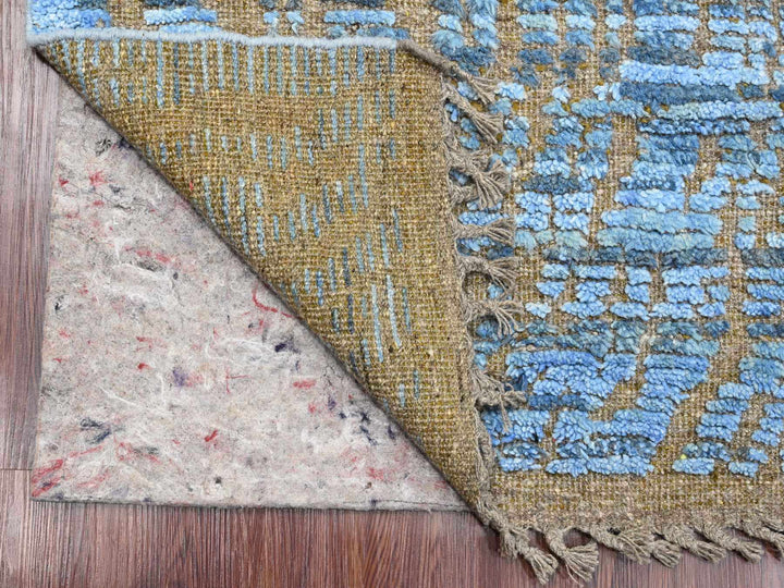 5'1" x 8'2" New Hand Knotted Blue Wool Rectangle Oriental Rug - MOA10220344