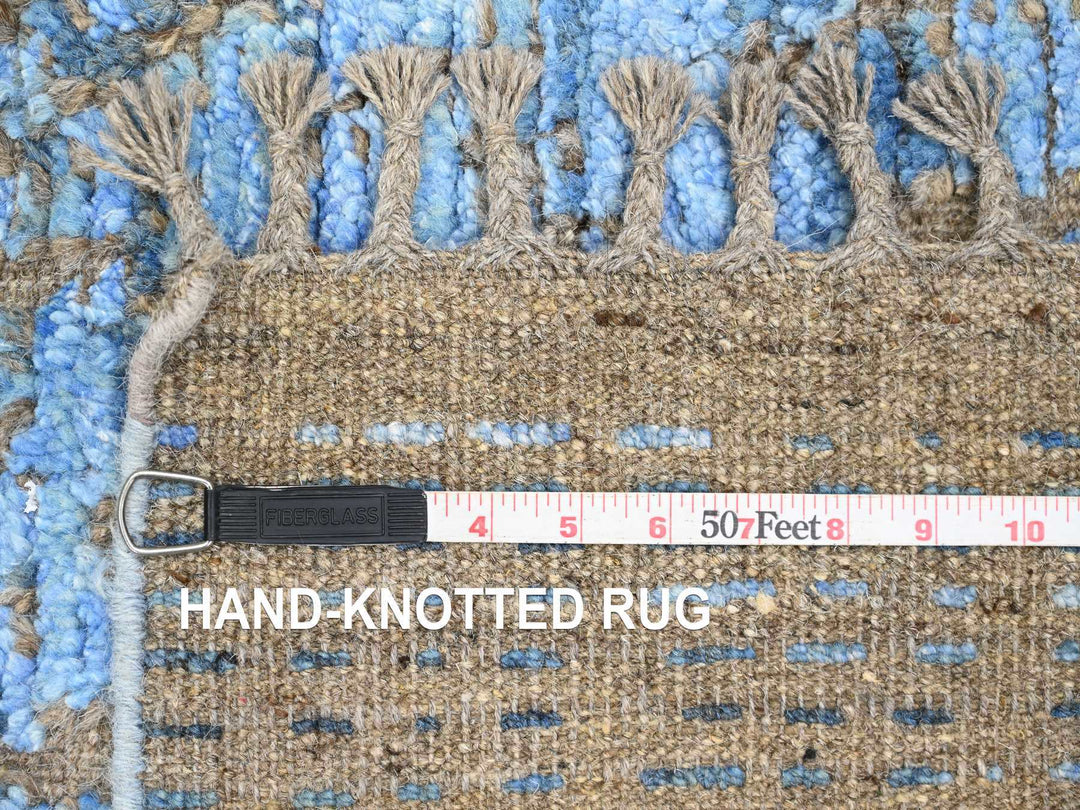 5'1" x 8'2" New Hand Knotted Blue Wool Rectangle Oriental Rug - MOA10220344