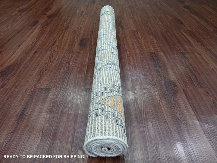 5'5" x 8'6" New Hand Knotted Ivory Wool Rectangle Oriental Rug - MOA10220345