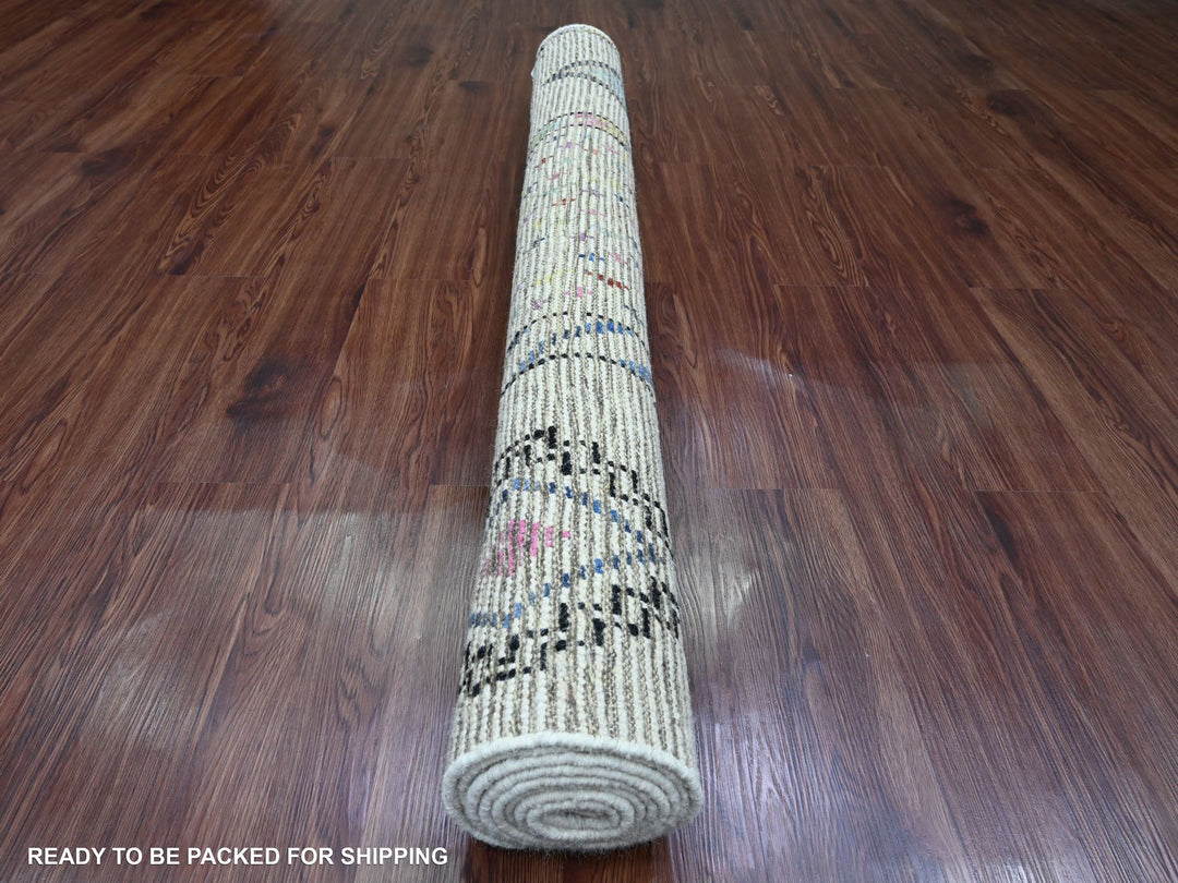 5'5" x 8'11" New Hand Knotted Ivory Wool Rectangle Oriental Rug - MOA10220347