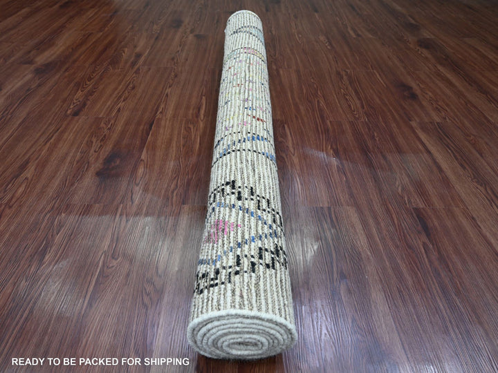 5'5" x 8'11" New Hand Knotted Ivory Wool Rectangle Oriental Rug - MOA10220347