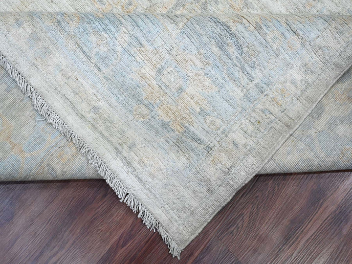 9'1" x 11'7" New Hand Knotted Grey Wool Rectangle Oriental Rug - MOA10220349