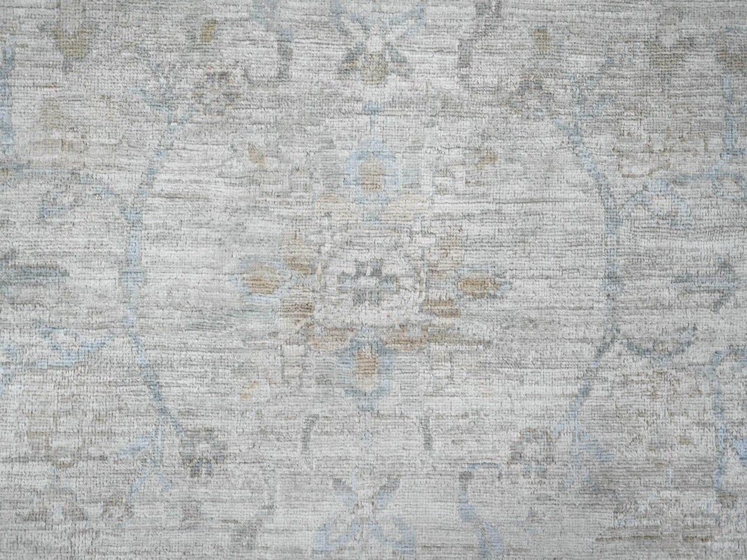 9'1" x 11'7" New Hand Knotted Grey Wool Rectangle Oriental Rug - MOA10220349