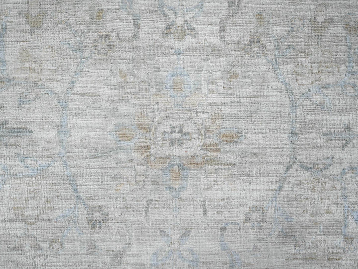 9'1" x 11'7" New Hand Knotted Grey Wool Rectangle Oriental Rug - MOA10220349