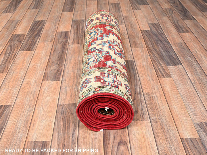 2'7" x 12'8" New Hand Knotted Red Wool Runner Oriental Rug - MOA1022034