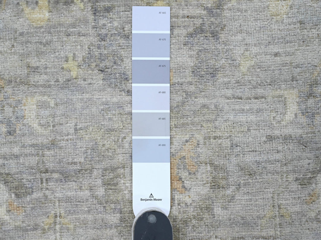 2'7" x 11'8" New Hand Knotted Grey Wool Runner Oriental Rug - MOA10220351
