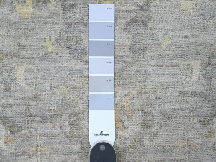 2'7" x 11'8" New Hand Knotted Grey Wool Runner Oriental Rug - MOA10220351