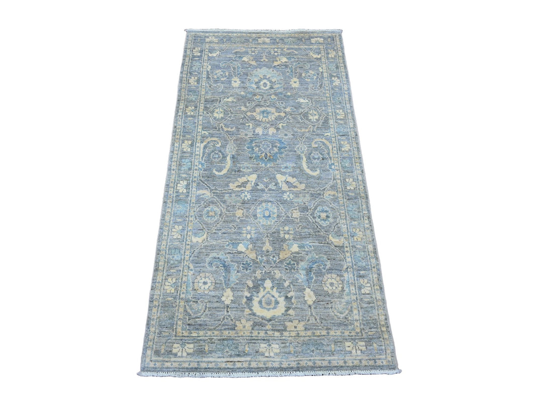 2'9" x 5'6" New Hand Knotted Grey Wool Runner Oriental Rug - MOA10220352
