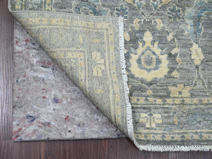 2'9" x 5'6" New Hand Knotted Grey Wool Runner Oriental Rug - MOA10220352