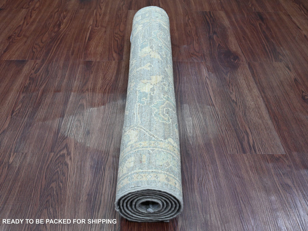 2'9" x 5'6" New Hand Knotted Grey Wool Runner Oriental Rug - MOA10220352