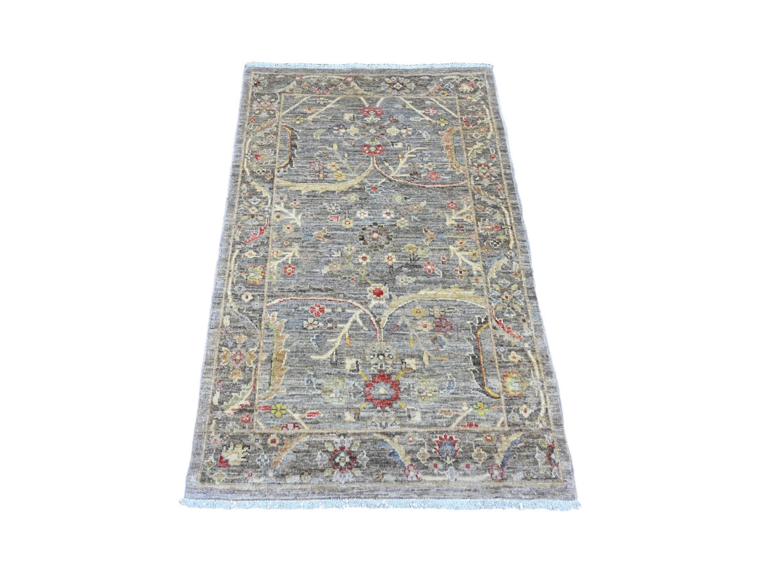 3'1" x 4'9" New Hand Knotted Grey Wool Rectangle Oriental Rug - MOA10220353
