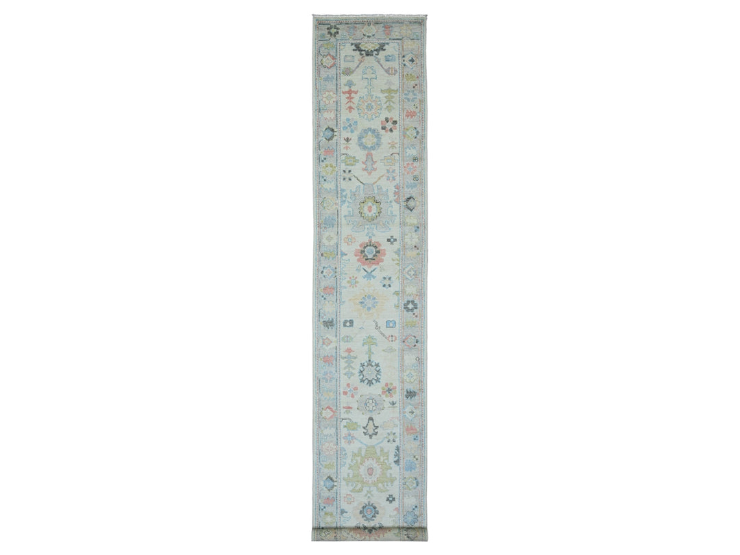 2'9" x 16'0" New Hand Knotted Ivory Wool Runner Oriental Rug - MOA10220356