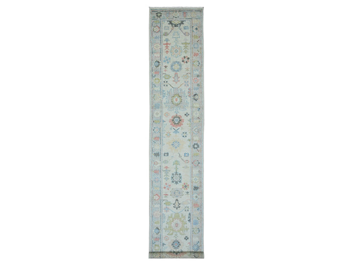 2'9" x 16'0" New Hand Knotted Ivory Wool Runner Oriental Rug - MOA10220356