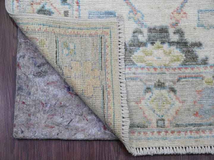 2'9" x 16'0" New Hand Knotted Ivory Wool Runner Oriental Rug - MOA10220356