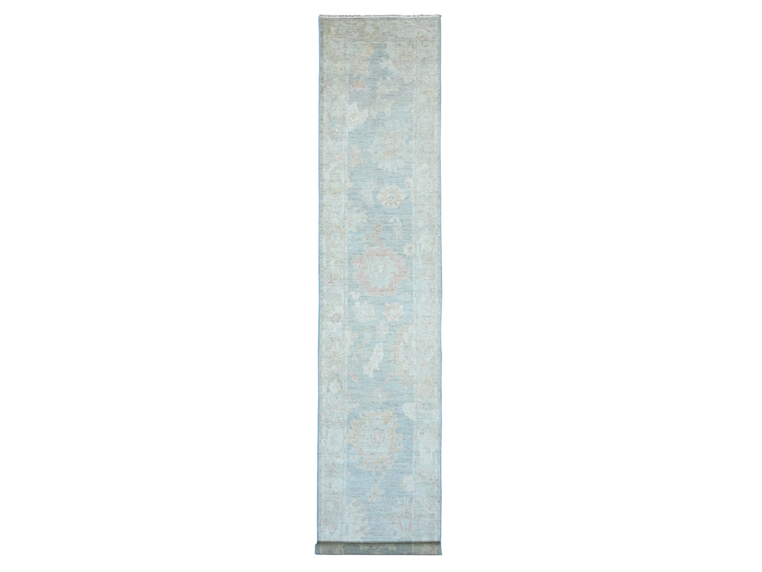 2'11" x 15'6" New Hand Knotted Blue Wool Runner Oriental Rug - MOA10220358