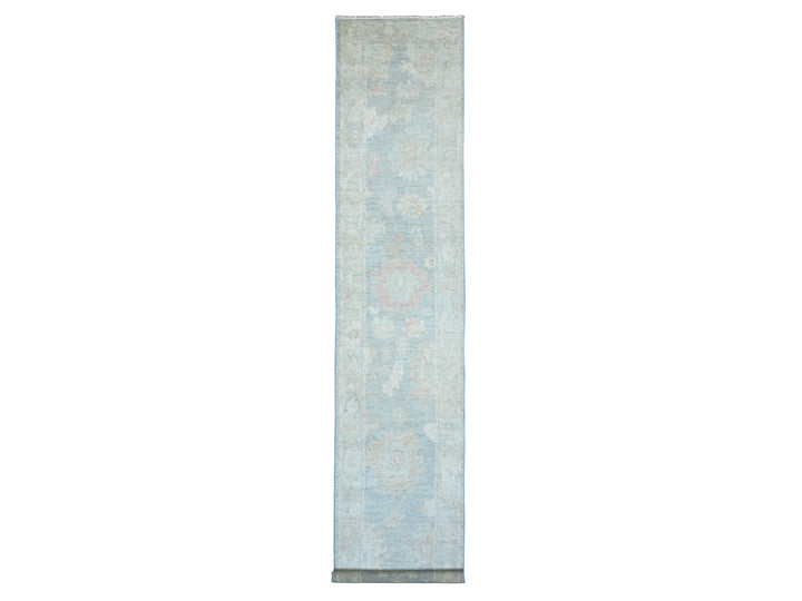 2'11" x 15'6" New Hand Knotted Blue Wool Runner Oriental Rug - MOA10220358