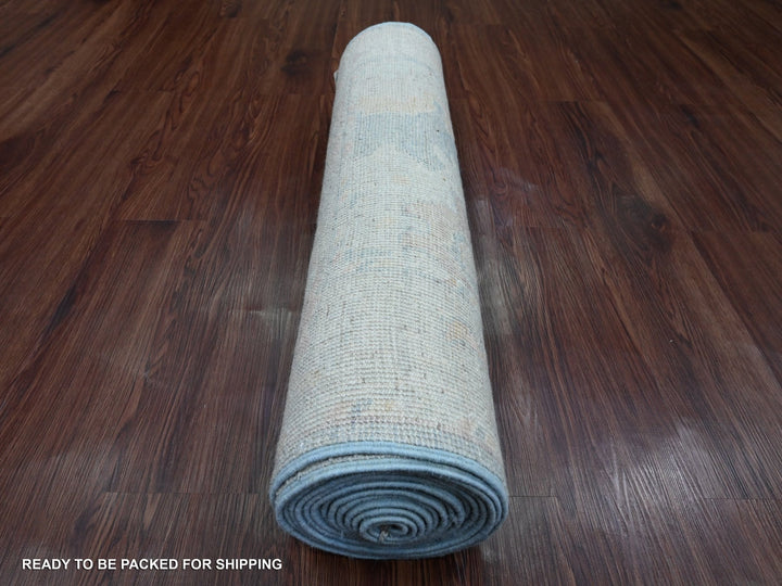 2'11" x 15'6" New Hand Knotted Blue Wool Runner Oriental Rug - MOA10220358