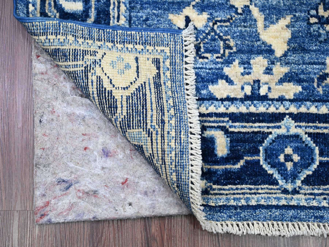 2'9" x 19'8" New Hand Knotted Blue Wool Runner Oriental Rug - MOA10220359