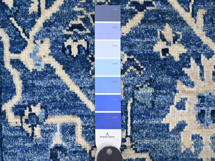 2'9" x 19'8" New Hand Knotted Blue Wool Runner Oriental Rug - MOA10220359