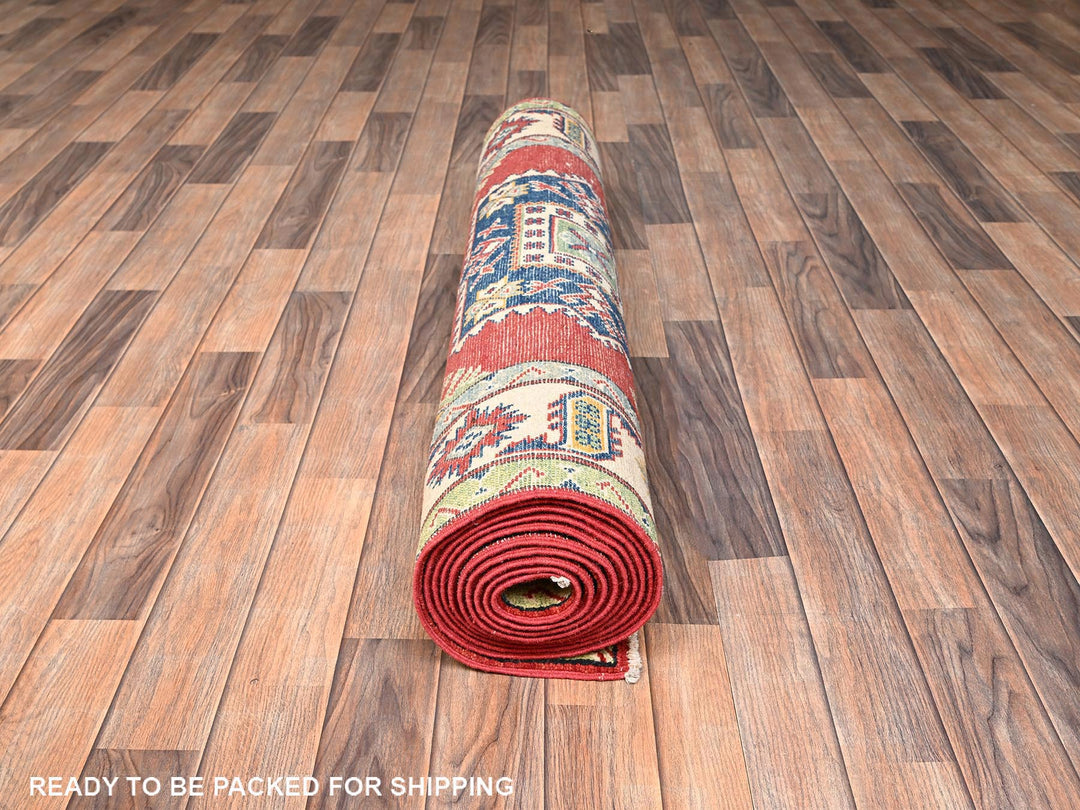 4'0" x 13'6" New Hand Knotted Red Wool Runner Oriental Rug - MOA1022035