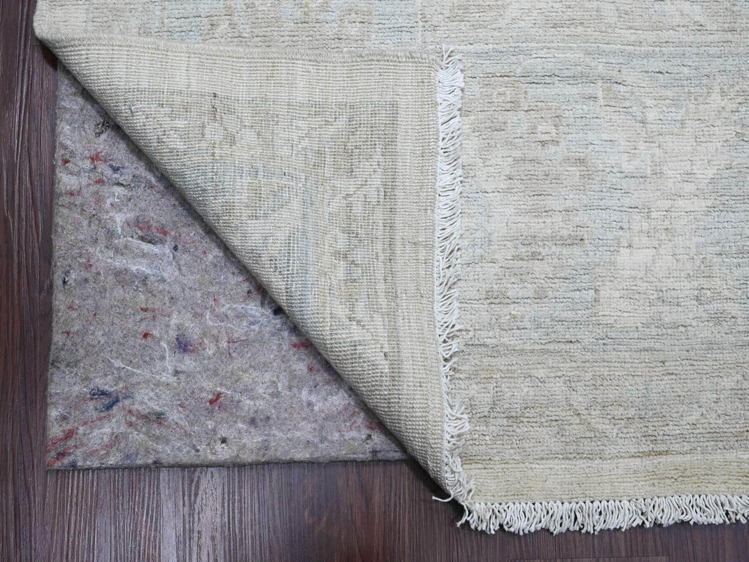 9'10" x 13'6" New Hand Knotted Ivory Wool Rectangle Oriental Rug - MOA10220363