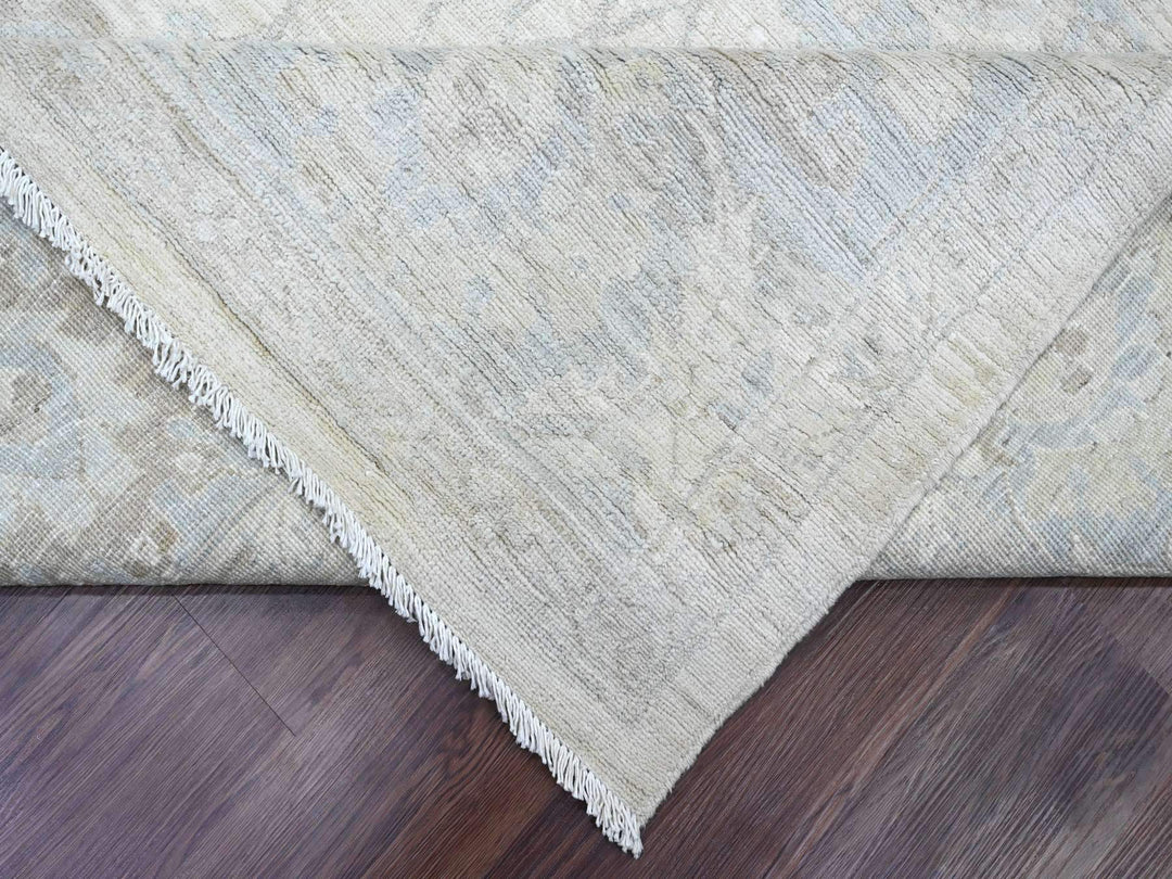 9'10" x 13'6" New Hand Knotted Ivory Wool Rectangle Oriental Rug - MOA10220363