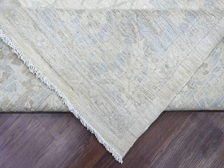 9'10" x 13'6" New Hand Knotted Ivory Wool Rectangle Oriental Rug - MOA10220363