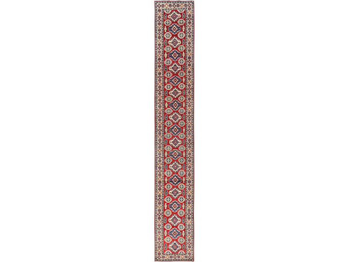2'8" x 18'10" New Hand Knotted Red Wool Runner Oriental Rug - MOA1022036