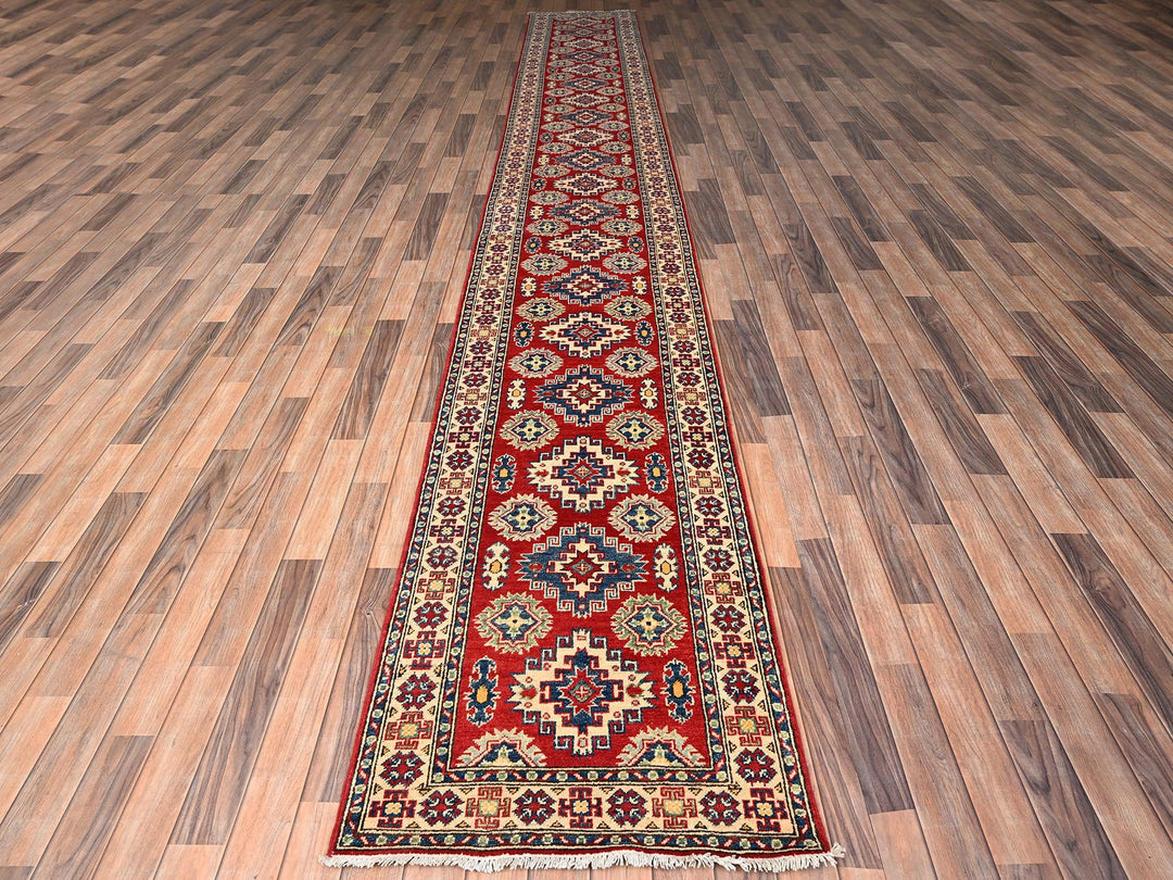 2'8" x 18'10" New Hand Knotted Red Wool Runner Oriental Rug - MOA1022036