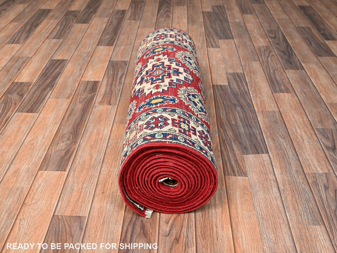 2'8" x 18'10" New Hand Knotted Red Wool Runner Oriental Rug - MOA1022036