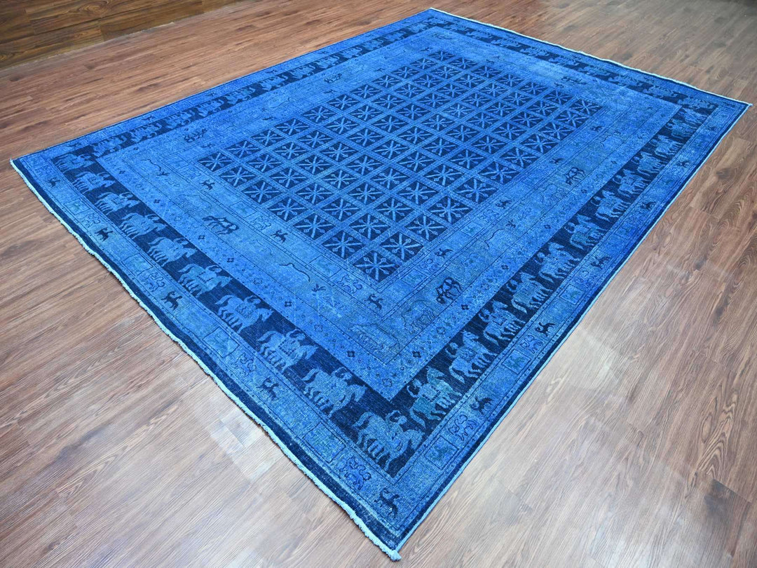 8'11" x 11'11" New Hand Knotted Overdyed Wool Rectangle Oriental Rug - MOA10220375