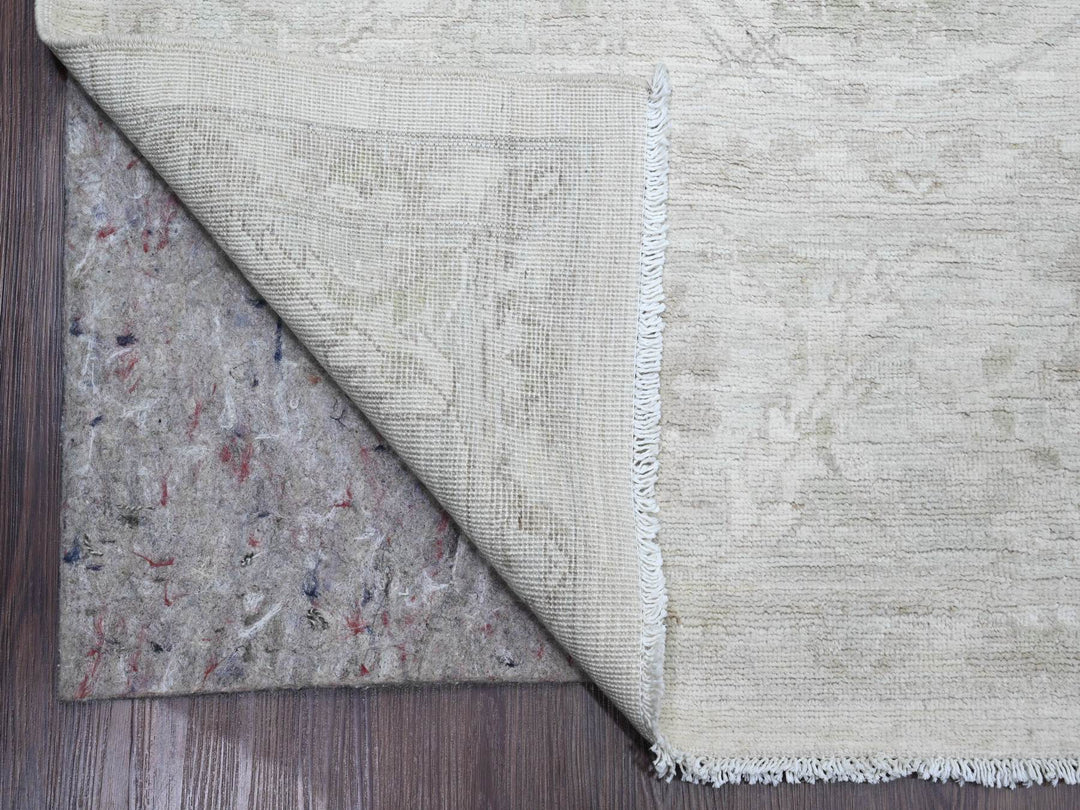 8'8" x 11'5" New Hand Knotted Ivory Wool Rectangle Oriental Rug - MOA10220377