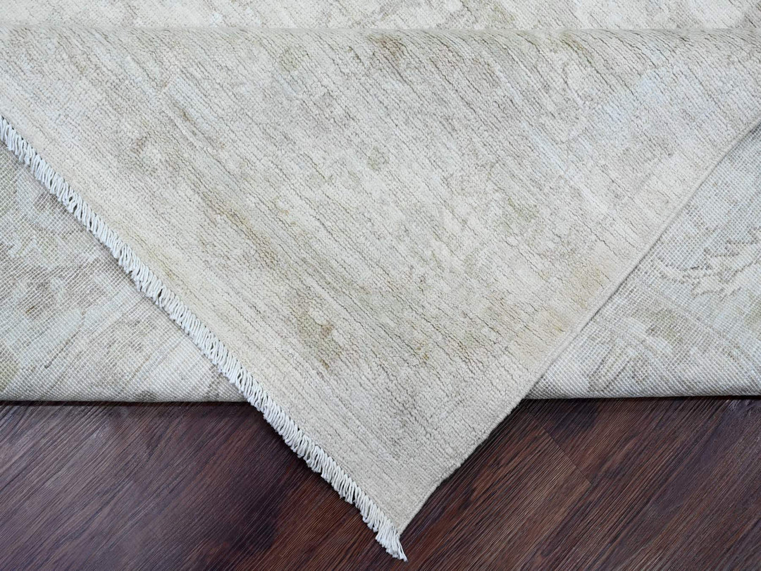 8'8" x 11'5" New Hand Knotted Ivory Wool Rectangle Oriental Rug - MOA10220377